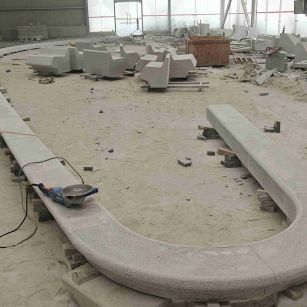 金昌 芝麻白花岗岩弧形花坛石，坐凳石