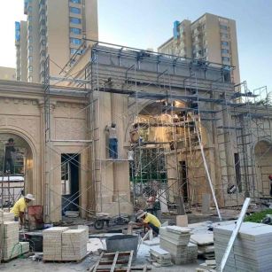 金昌 黄金麻荔枝面花岗岩小区门楼外墙干挂