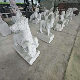 金昌 芝麻白花岗岩造型立体雕刻——十二生肖