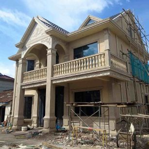 金昌 黄金麻花岗岩石材私人别墅雕花门楼柱阳台栏杆