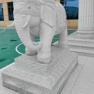 金昌 白麻花岗岩动物异形石雕-大象