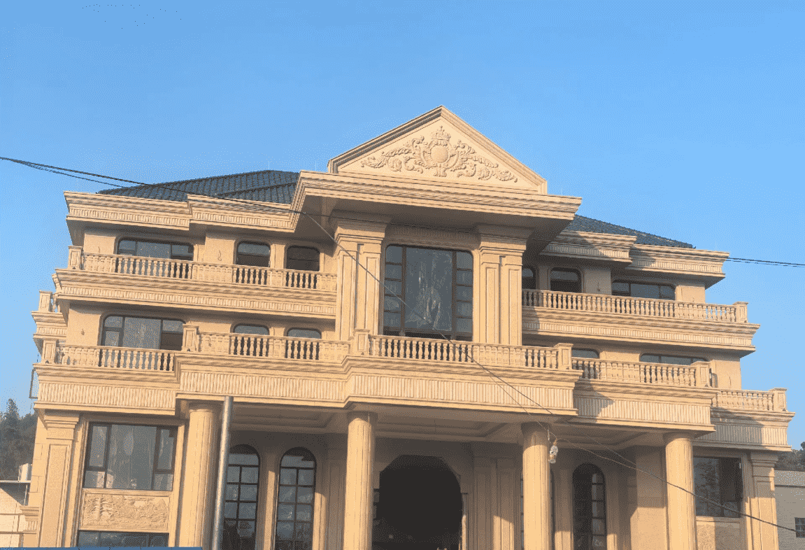 金昌黄金麻别墅外墙干挂石材效果示例