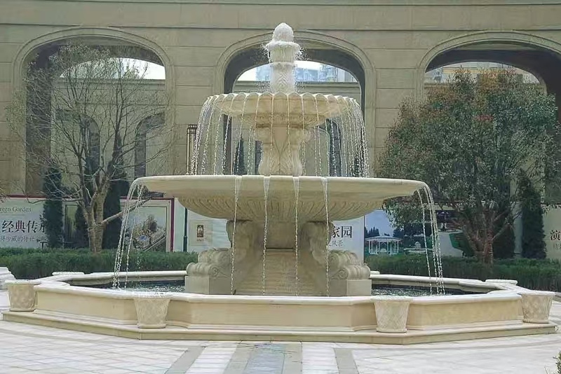 金昌 黄金麻花岗岩异型加工——户外庭院石雕流水喷泉